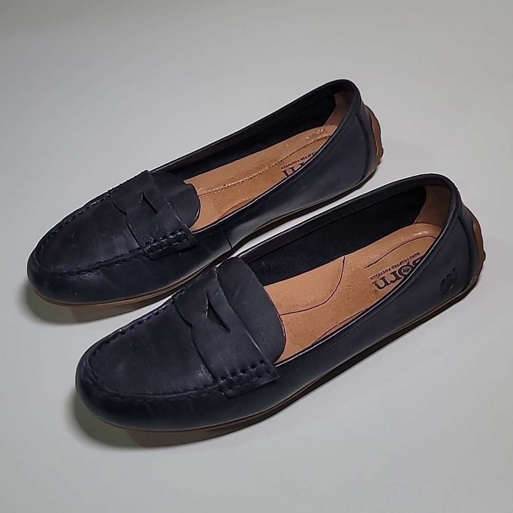 BØRN Soft Leather Navy Loafers Classic Orthopedic